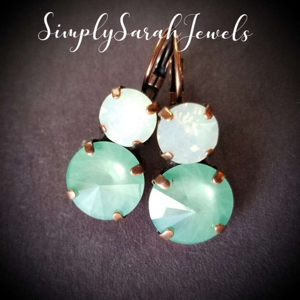 Austrian Crystal Earrings in Antique Copper